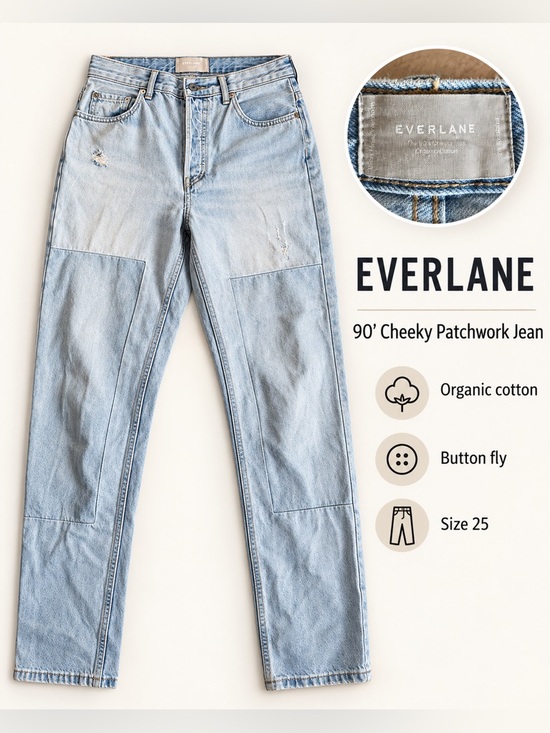 Everlane Denim - Everlane 90s Cheeky Patchwork Distressed Jean Organic Cotton Size 25
